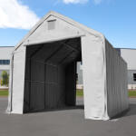 TOOLPORT Ponyva csarnok, 5x10m, PRIMEtex-ponyva, szürke, statikai megerősítéssel (föld alap) Ponyva raktár - (48670)