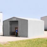 TOOLPORT Ponyva csarnok, 8x8m, PRIMEtex-ponyva, szürke, statikai megerősítés nélkül Ponyva raktár - (80018)