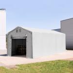 TOOLPORT Ponyva csarnok, 4x10m, PVC ponyva, szürke, statikai megerősítéssel (föld alap) Ponyva raktár - (93854)