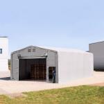 TOOLPORT Ponyva csarnok, 8x10m, PVC ponyva, szürke, statikai megerősítéssel (beton alap) Ponyva raktár - (94174)