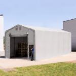 TOOLPORT Ponyva csarnok, 6x12m, PVC ponyva, szürke, statikai megerősítéssel (föld alap) Ponyva raktár - (93898)
