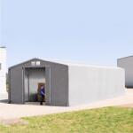 TOOLPORT Ponyva csarnok, 8x16m, PRIMEtex-ponyva, szürke, statikai megerősítéssel (föld alap) Ponyva raktár - (94007)