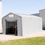 TOOLPORT Ponyva csarnok, 4x8m, PVC ponyva, szürke, statikai megerősítéssel (föld alap) Ponyva raktár - (93852)