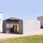 TOOLPORT Ponyva csarnok, 8x12m, PRIMEtex-ponyva, szürke, statikai megerősítéssel (föld alap) Ponyva raktár - (93999)