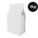  Pungă Pentru Cafea Box Bottom 5kg Zip Cu Supapă Albă 150 Buc
