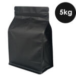  Pungă Pentru Cafea Box Bottom 5kg Zip Cu Supapă Neagră 150 Buc