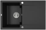 Laveo PICO 45S egymedence csepptálcás szemcsés fekete gránit mosogató helytakarákos szifonnal
