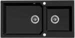 Laveo MILOS 2M 100 kétmedencés matt fekete gránit mosogató helytakarékos dugókiemelős szifonnal (SPM_B209) - mosibolt