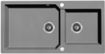 Laveo MILOS 2M 100 kétmedencés szürke gránit mosogató helytakarékos dugókiemelős szifonnal (SPM_5209) - mosibolt
