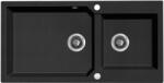 Laveo MILOS 2M 100 kétmedencés fekete gránit mosogató helytakarékos dugókiemelős szifonnal (SPM_7209) - mosibolt