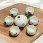 Jovy Set Ceainic 150 ml si 6 Cupe, Ceramica, Black