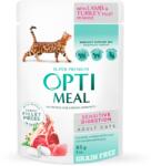 Optimeal Optimeal Pouch Adult Cat Grain Free Sensitive Digestion пауч за котки с чувствително храносмилане с агнешко и пуешко филе в сос 85gr