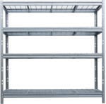 AR Shelving Nagy teherbírású polc BULLRACK RIVET 200x180x60cm, 4db acélrácsos polclappal, horganyzott