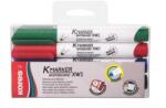 Kores Tábla- és flipchart marker készlet, 1-3 mm, kúpos, KORES K-Marker, 4 különböző szín