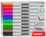 Kores Tábla- és flipchart marker készlet, 1-3 mm kúpos, KORES K-Marker, 10 különböző szín