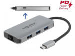Delock USB 3.2 Gen 1 hub 4 porttal és Gigabit LAN-nel, valamint PD-vel (DL-63252)