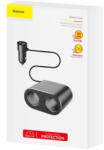 Baseus High Efficiency 2 szivargyújtós elosztó (80W) + 2USB autós töltő 3.1A (fekete) (CRDYQ-01)