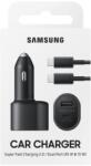 Samsung Bliszteres EP-L5300XBEGEU Fekete Gyári Autós Gyorstöltő USB és Type-C Csatlakozóval, EP-DN975BBE Type-C - Type-C Adatkábellel 3000 mah Max 45 W