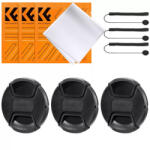 K&F Concept 3db 62mm objektívsapka zsinórral + 3db törlőkendő