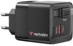 Verbatim GaN 32217, utazási hálózati töltő, USB 3.0, USB C, szürke, 65 W, cserélhető villák C, G, A beépített kábellel (32217)