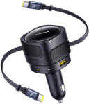 Baseus Enjoyment Max autós töltő USB-C+USB-C kábelekkel és USB-A+USB-C portokkal 90W Fekete (C00035507121-03) - mione