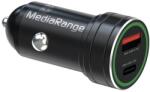 MediaRange Dual Usb Autós Töltő Usb-a/usb-c Port 30w 12/24v Fekete (mrma120)