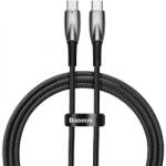  USB Type-C töltő- és adatkábel, USB Type-C, 100 cm, 5000 mA, 100W, törésgátlóval, gyorstöltés, PD, Baseus Glimmer, CADH000701, fekete - csontosteam