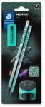 STAEDTLER Grafitceruza készlet, hegyezővel, radírral, HB, STAEDTLER "Norix® 181", zöld (TS181SBK23) - tintasziget