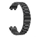 Huawei Band 8 / 9 / 10, fém pótszíj, vékony, rozsdamentes acél, pillangó csattal, fekete