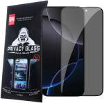 Apple 16 / 15 üvegfólia, tempered glass, előlapi, 5D, edzett, hajlított, fekete kerettel, betekintés védelemmel, Privacy