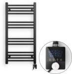 Nero Italia Welland Lux fekete elektromos törölközőszárító radiátor 500 x 1000mm digitális termosztáttal | Készletről gyors kiszállítással. CN + AF (CN1000500BL-AF13J1-400W)