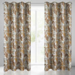  Adel bársony sötétítő függöny egzotikus levél mintával Fehér/mustarsarga 140x250 cm (420578)