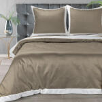  Laura ágyneműhuzat kontrasztos szegéllyel Sötét bézs/fehér 220x200 cm - 70x80 cm 2db (436186)