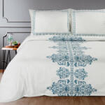  Reina23 fodrokkal díszített pamut-szatén ágyneműhuzat Fehér/sötétkék 160x200 cm - 70x80 cm 2db (442116)