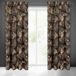  Larisa bársony sötétítő függöny 3D levél mintával Fekete 140x270 cm (410675)