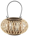  BAMBUSZ MÉCSESTARTÓ ÜVEG BETÉTTEL 23X12CM, BEIGE (vr8717459823__99)