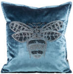  Royal2 bársony párnahuzat méh mintás cirkónia díszítéssel Kék 45x45 cm (390228)