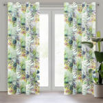  Rommy bársony sötétítő függöny egzotikus levél mintával Fehér/zöld 140x250 cm (431758)