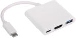 Akyga AK-AD-57 dokkoló Type-C (m) - USB 3.0 A (f) / Type-C (f) / HDMI (f) 20cm - fehér