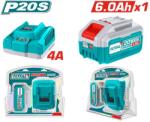 TOTAL Комплект акумулаторна батерия и зарядно TOTAL INDUSTRIAL, 20 V, 6.0 Ah (TL IND TFBCPK1416E)
