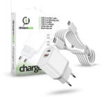dreamtech PD Charger Set USB-C+A 20W+QC3.0-s adapterrel és USB-C / USB-C kábellel FEHÉR