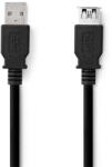 Nedis CCGL61010BK10 USB kábel, USB 3.2 Gen 1, USB-A férfi, USB-A nő, 5 Gbps, Nikkelezett, 1, 00 m, kerek, PVC, (CCGL61010BK10)