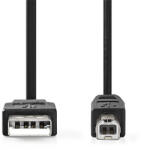 Nedis USB2.0 USB-A dugó - USB-B dugó kábel, 480Mbs, 10W, hossz 3m, CCGL60100BK30 (CCGL60100BK30)
