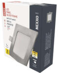 EMOS ZD2223 NEXXO LED süllyesztett lámpatest, négyzet, 12cm, 7/40W, 480 lm, IP20, meleg/semleges fehér, ezüst