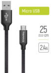 ColorWay Kábel, USB CW-CBUM048-BK, MicroUSB 2.4A 25CM fekete (CW-CBUM048-BK)