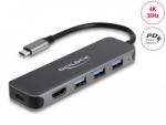 Delock 3 portos USB Hub és 4K HDMI kimenet USB Type-C csatlakozóval és PD 85 Watt (DL-64171)