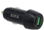 AVAX CC303B CARLY USB-A (QC) + USB-C (PD) 38W autós töltő fekete