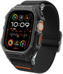Apple Watch Ultra 1-2 (49 mm), textíl pótszíj, szilikon keret, közepesen ütésálló, Spigen Lite Fite Pro, fekete - tok-shop