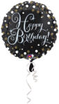 Amscan Fólia lufi - Happy birthday csillogó arany 43 cm