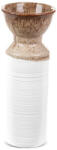  Erina kerámia váza Fehér/barna 10x10x25 cm (404484)